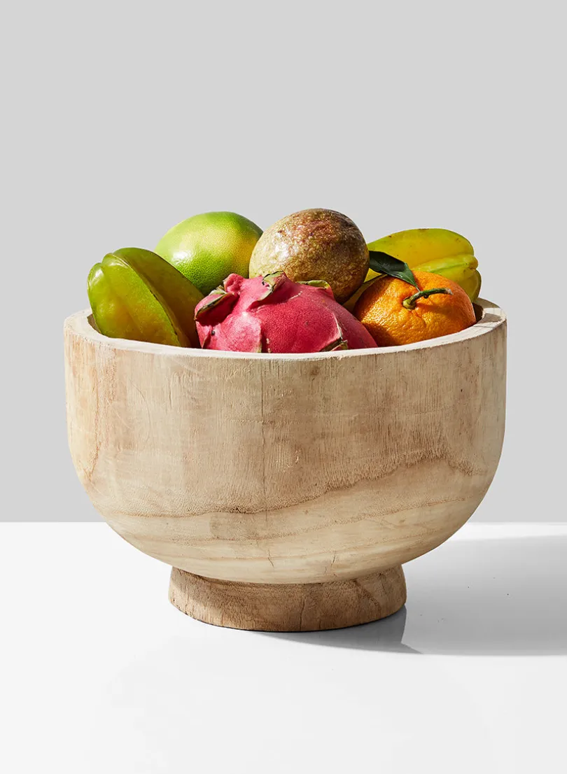 11in Wide Round Paulownia Wood Bowl