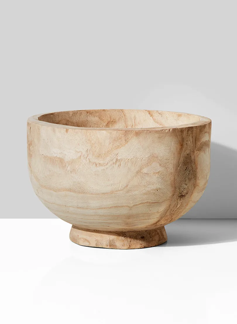 11in Wide Round Paulownia Wood Bowl