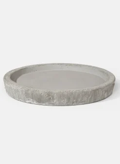 9 1/4in Wide Rustic Cream Cement Saucer
