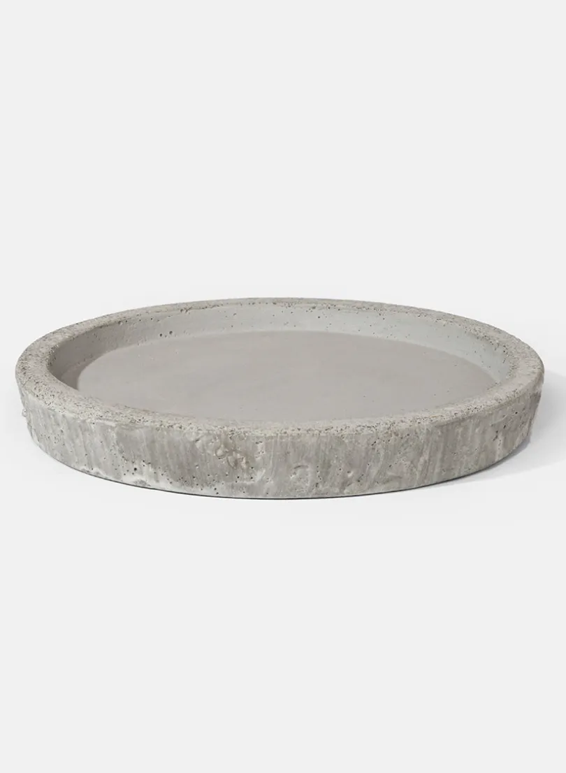 9 1/4in Wide Rustic Cream Cement Saucer