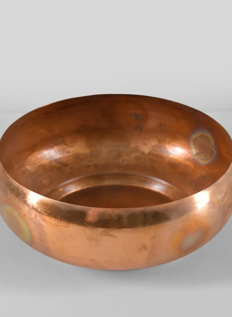 6.5in Wide Shallow Antique Copper Look Bowl