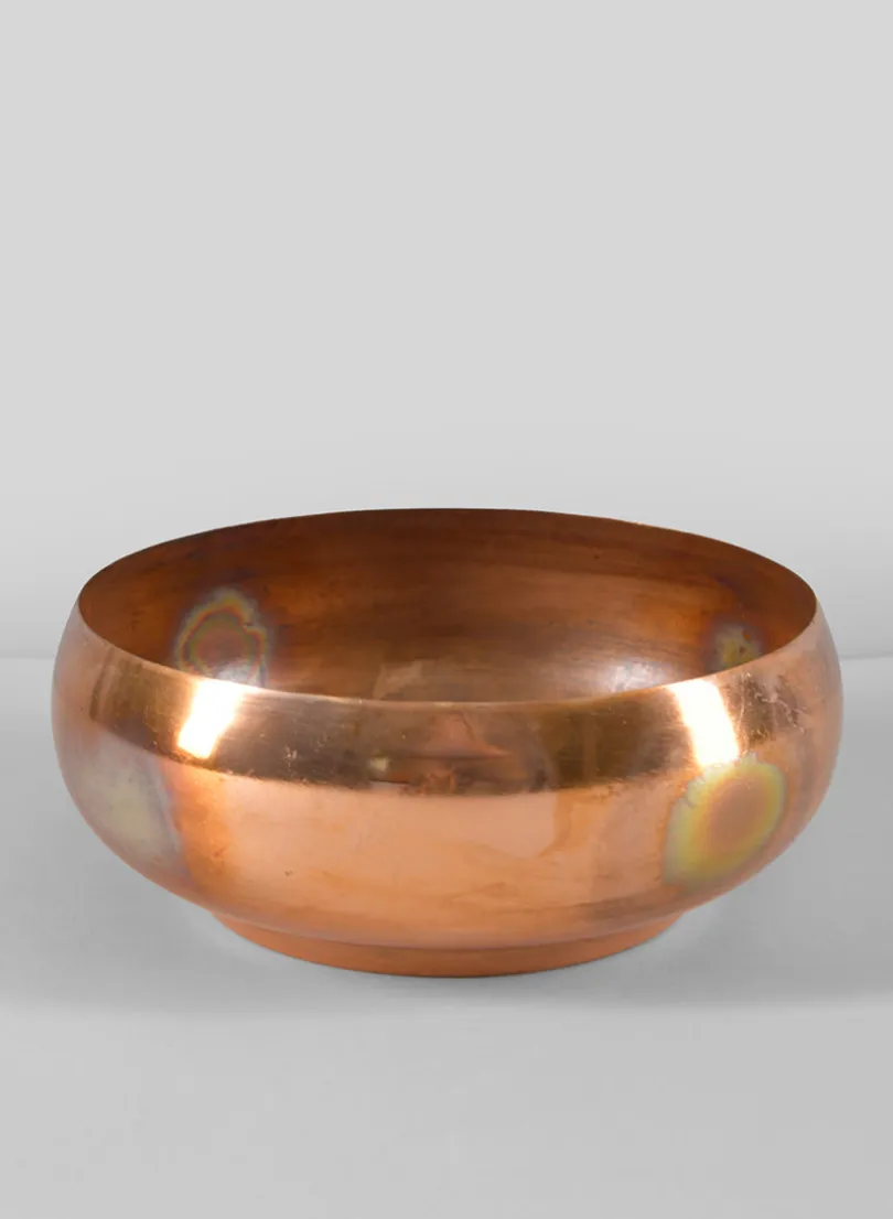 6.5in Wide Shallow Antique Copper Look Bowl