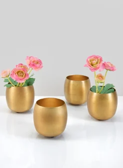 3.5in Wide Shanti Mini Gold Steel Bowls, Set of 4