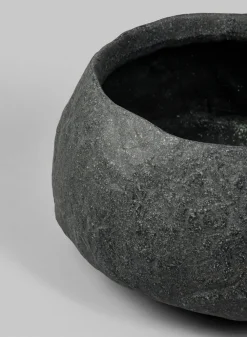 16in Wide Shirak Poly-Stone Rough Black Deep Bowl