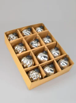 2.5in Wide Silver Mercury Glass Ornaments