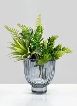 4.5in Wide Smoke Pleated Glass Bowl