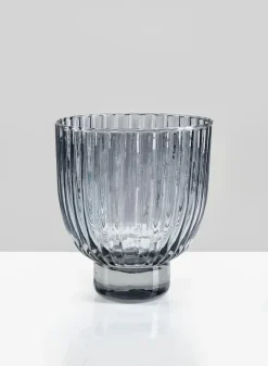 4.5in Wide Smoke Pleated Glass Bowl
