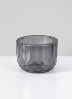 4in Wide Spray Grey Glass Crystal Bowl