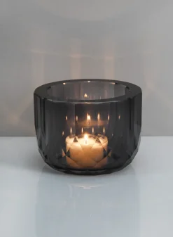 4in Wide Spray Grey Glass Crystal Bowl