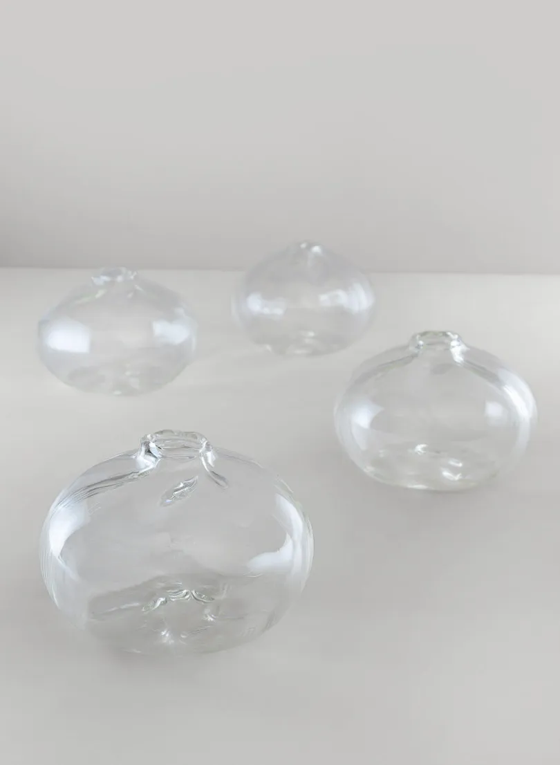 4in Wide Veroce Glass Vase, Mini, Set of 4