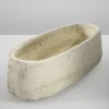 12in Wide Viseu Aged White Oval Stoneware Planter