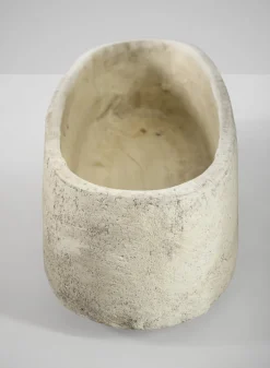 12in Wide Viseu Aged White Oval Stoneware Planter