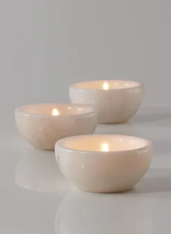 3in Wide White Mumtaz Marble Bowl, Set of 2