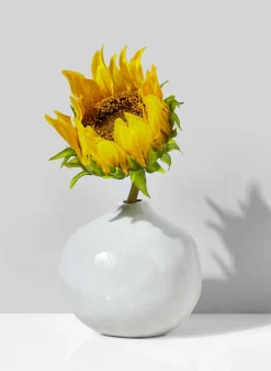 3.75in Wide White Potter's Pomegranate Bud Ceramic Vase