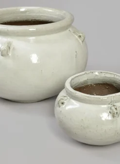 Jakarta Bowl Clay & Ceramic Planters, Cloud White