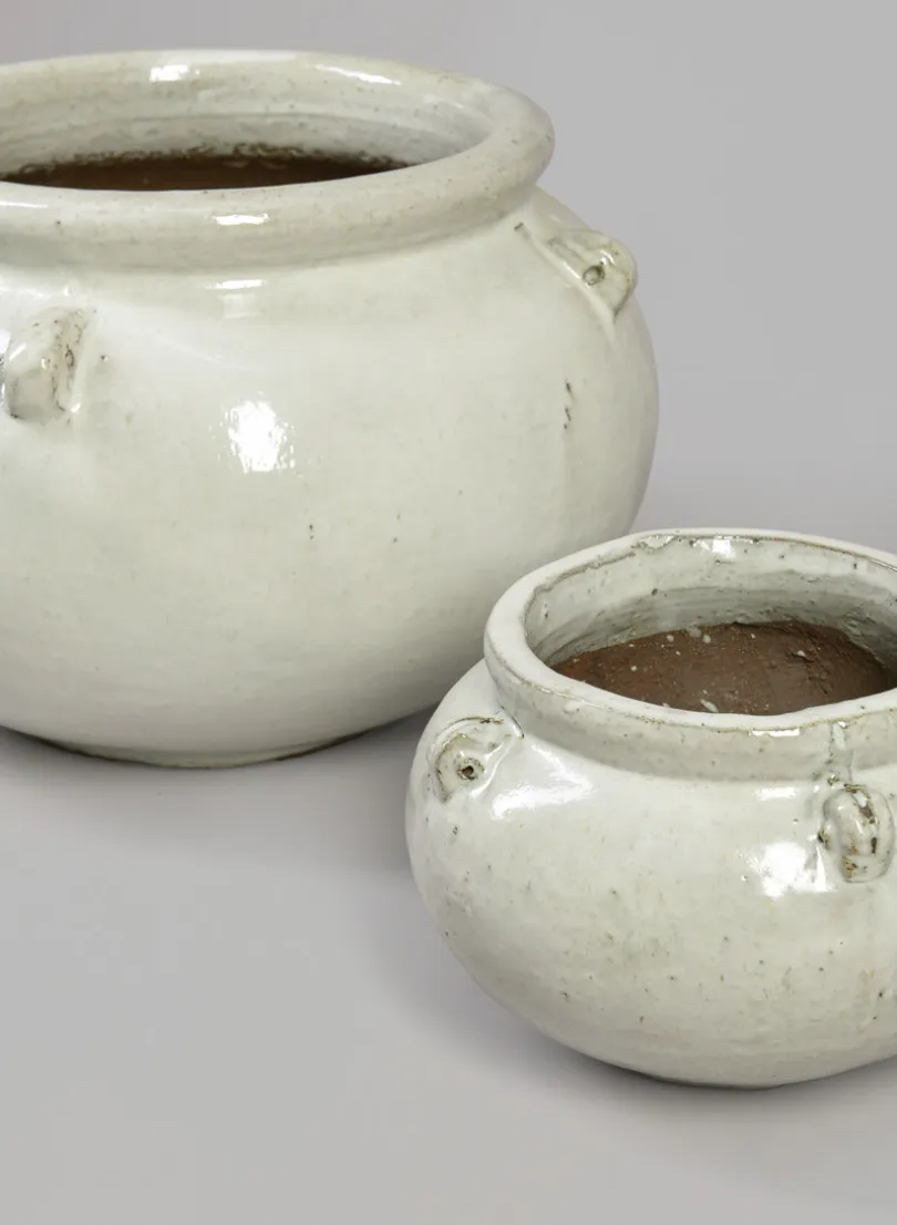 Jakarta Bowl Clay & Ceramic Planters, Cloud White