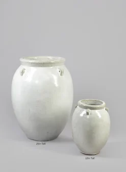 Jakarta Clay & Ceramic Urn Planters, Cloud White