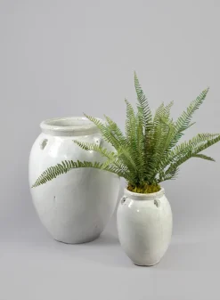 Jakarta Clay & Ceramic Urn Planters, Cloud White
