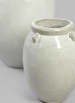 Jakarta Clay & Ceramic Urn Planters, Cloud White
