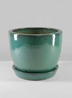 Laos Teal Glazed Ceramic Planter