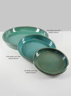 Laos Teal Glazed Clay & Ceramic Saucer