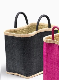 Large Black Raffia Tote