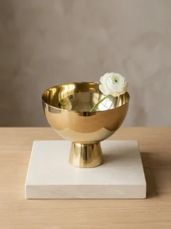 Le Mans Gold Finish Pedestal Stainless Steel Bowl