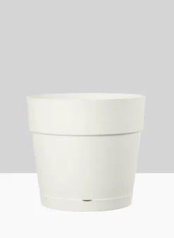 Loft White Plastic Pot With Attached Saucer