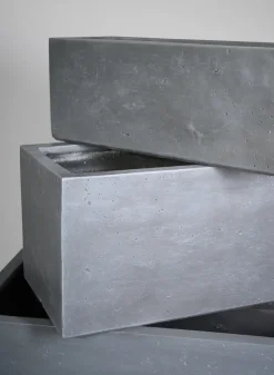 Longine Patio All Weather Light Weight Speckle Grey Polyresin Rectangular Planters