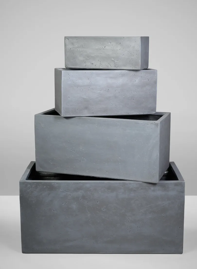 Longine Patio All Weather Light Weight Speckle Grey Polyresin Rectangular Planters