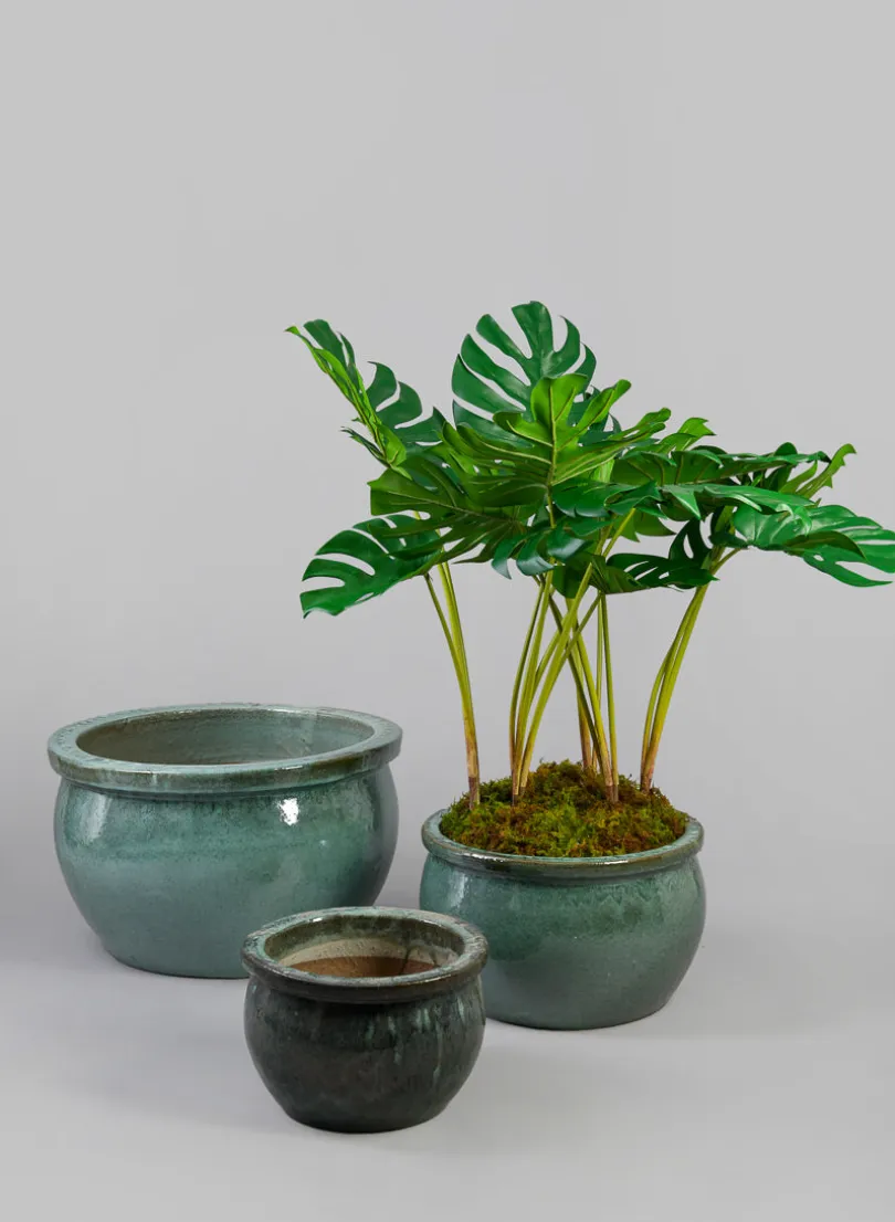 Low Bowl Clay & Ceramic Planter, Bali Jade