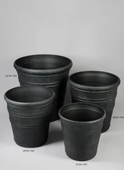 Manhattan Black Light Weight PVC Rolled Rim Planter