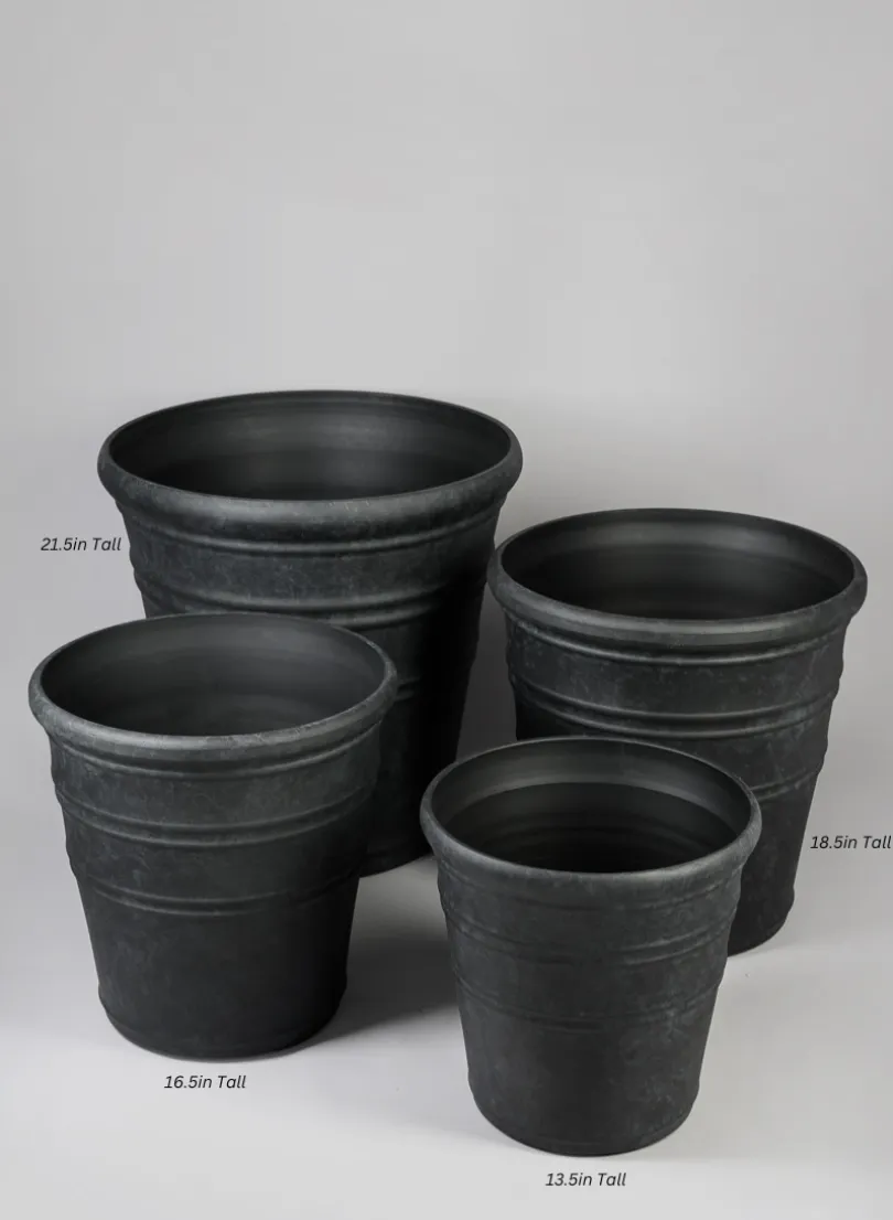 Manhattan Black Light Weight PVC Rolled Rim Planter
