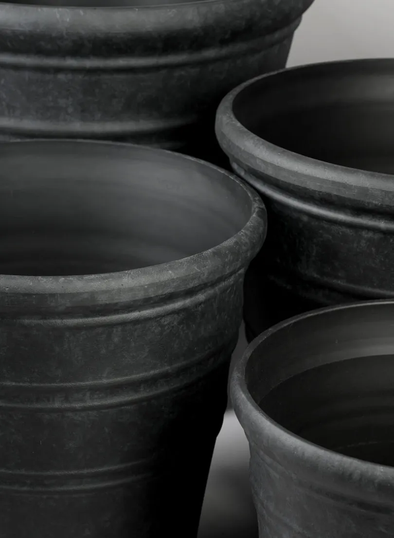 Manhattan Black Light Weight PVC Rolled Rim Planter