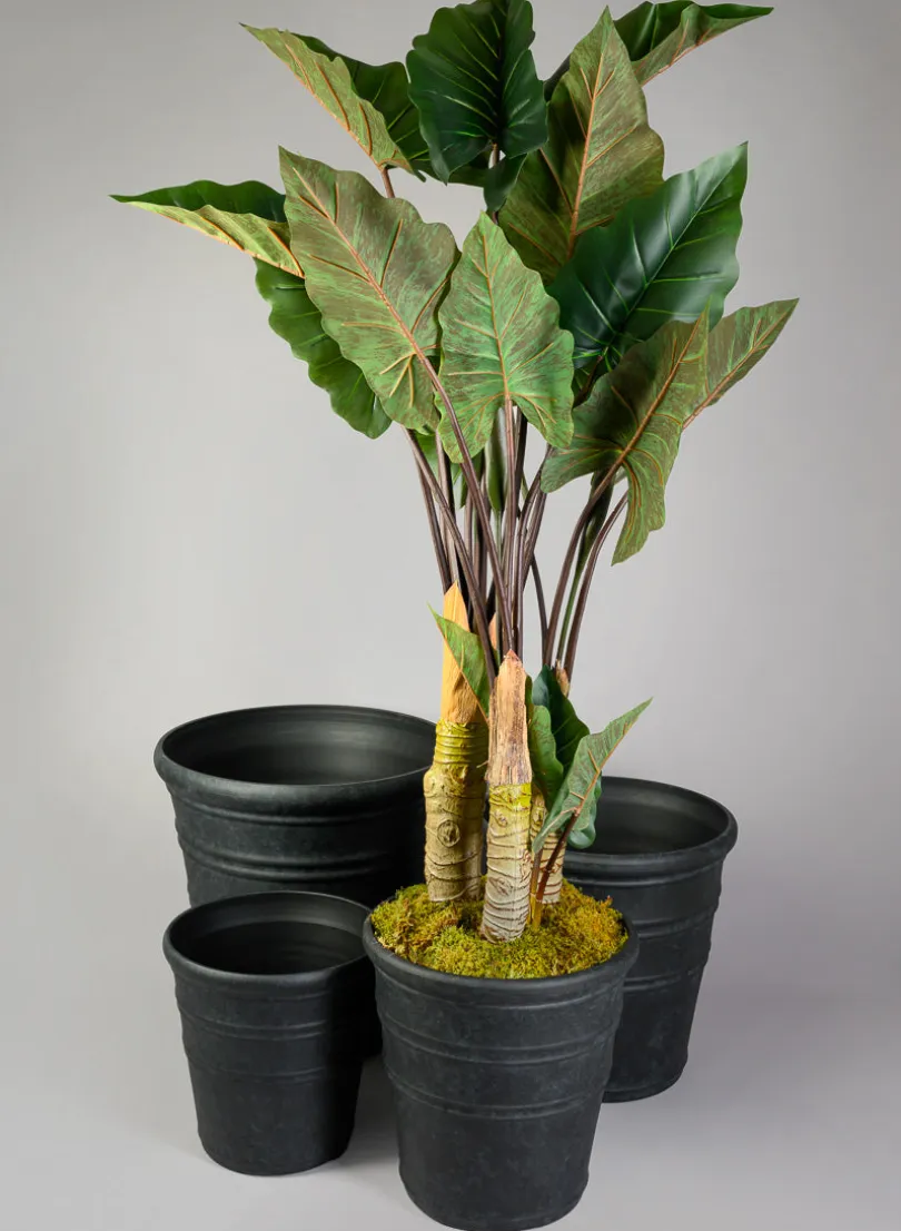 Manhattan Black Light Weight PVC Rolled Rim Planter