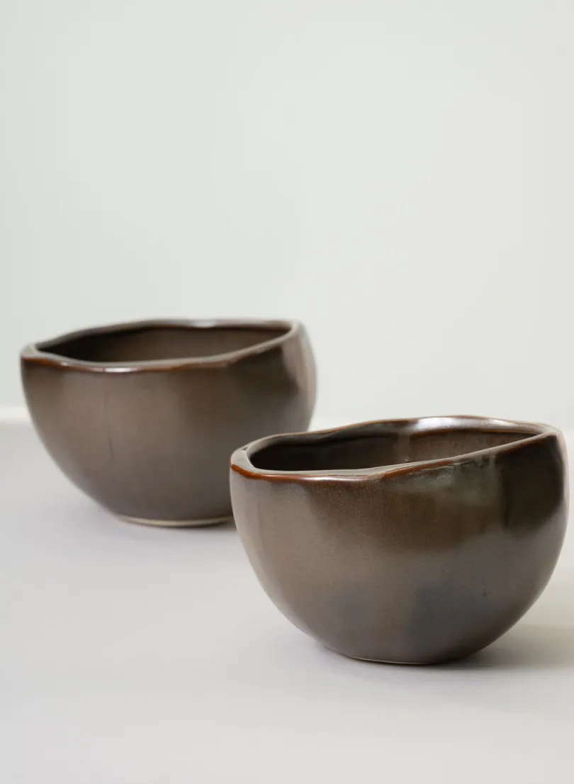 Mashiko Aged Brown Ceramic Bowl