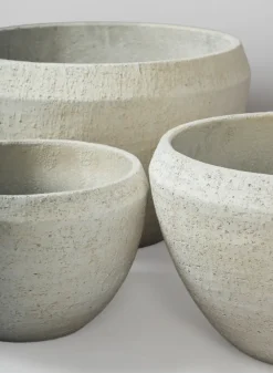 Meknes Fiber Cement Low Bowls, Rustic White