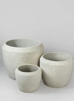 Meknes Fiber Cement Planters, Rustic White