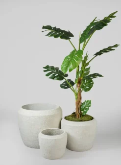 Meknes Fiber Cement Planters, Rustic White