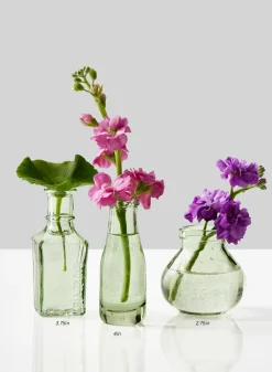 Mexican Green Glass Bud Glass Vases