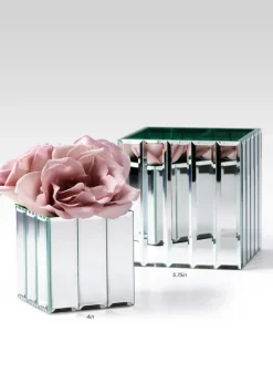 Mirror Strips Cube Glass Vases