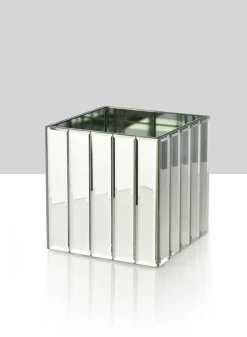 Mirror Strips Cube Glass Vases