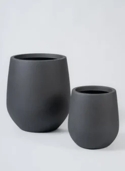 Palermo Black Real Look PVC Light Weight Bell Planter