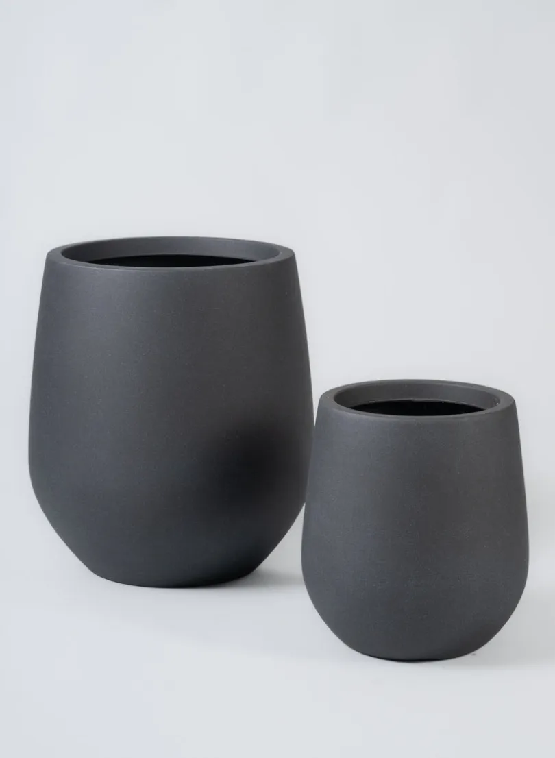 Palermo Black Real Look PVC Light Weight Bell Planter