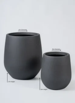 Palermo Black Real Look PVC Light Weight Bell Planter