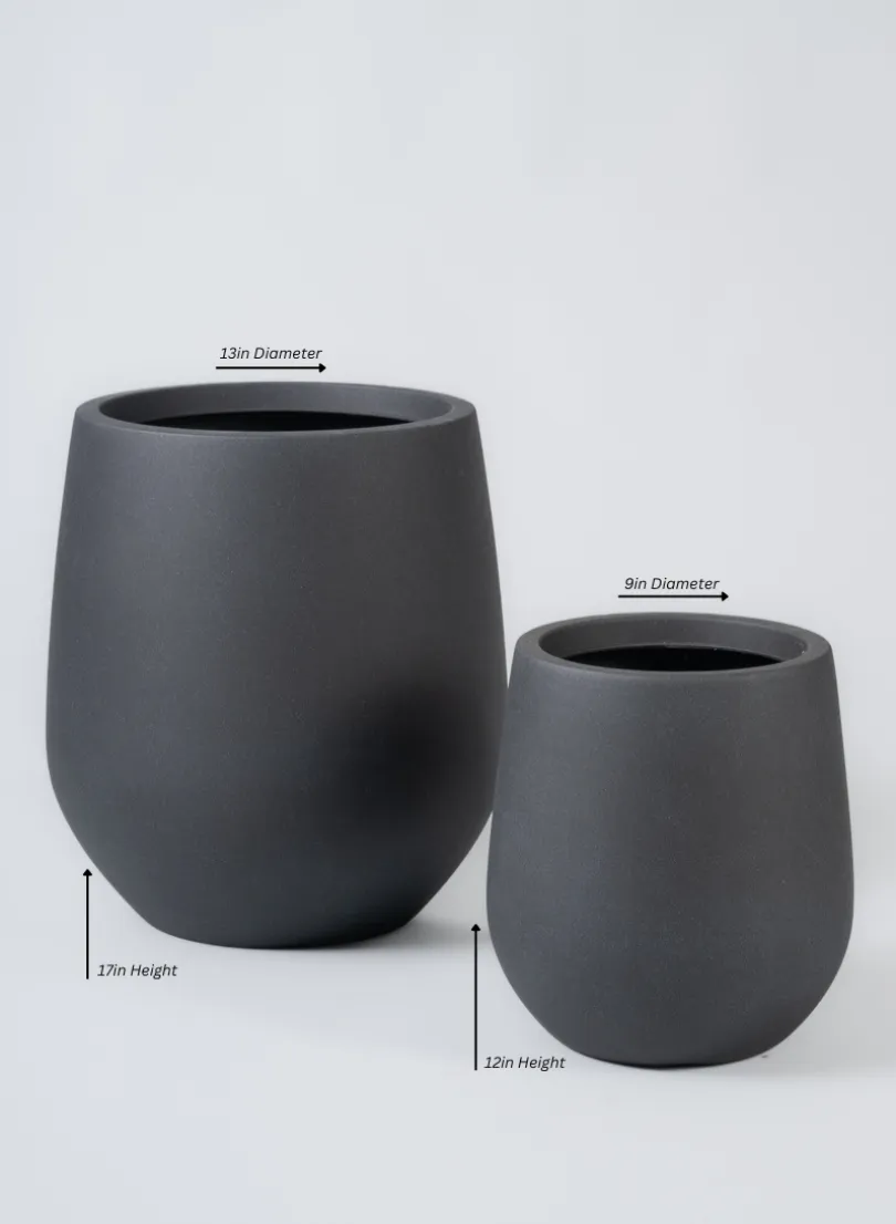 Palermo Black Real Look PVC Light Weight Bell Planter