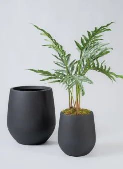 Palermo Black Real Look PVC Light Weight Bell Planter