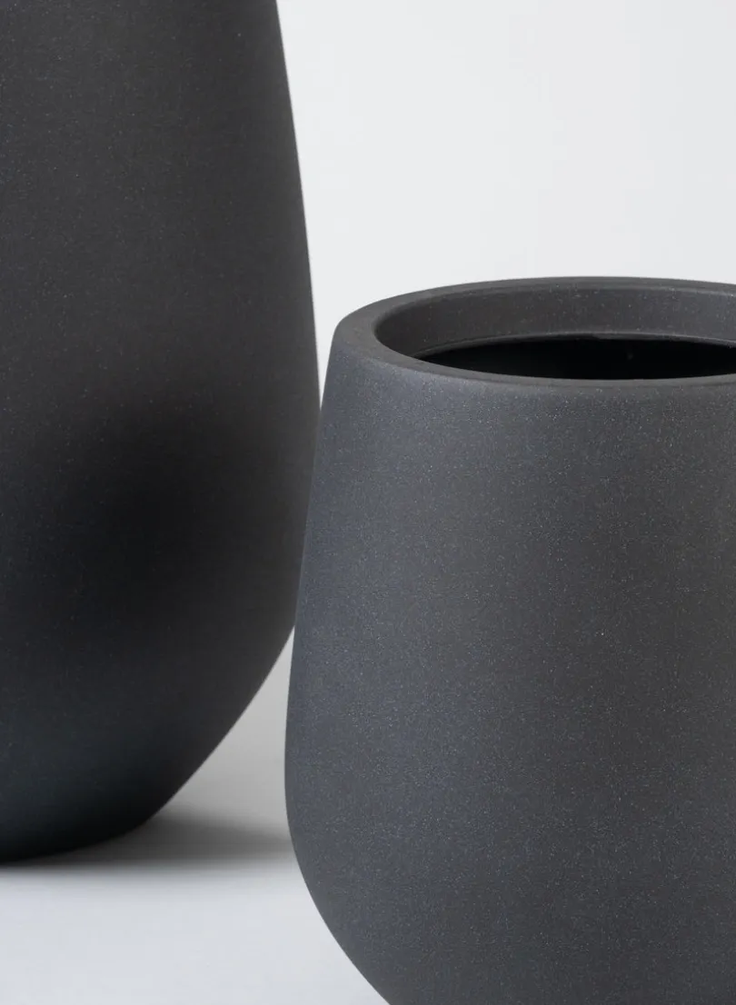 Palermo Black Real Look PVC Light Weight Bell Planter