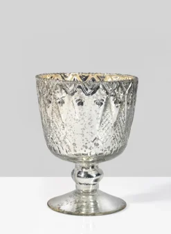 Patterned Silver Mercury Glass Coupes