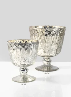 Patterned Silver Mercury Glass Coupes